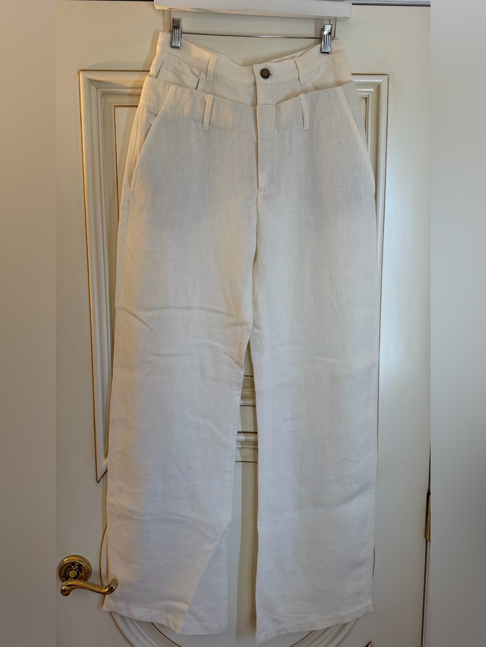 Zara Wide-Leg Linen Blend Pants in White